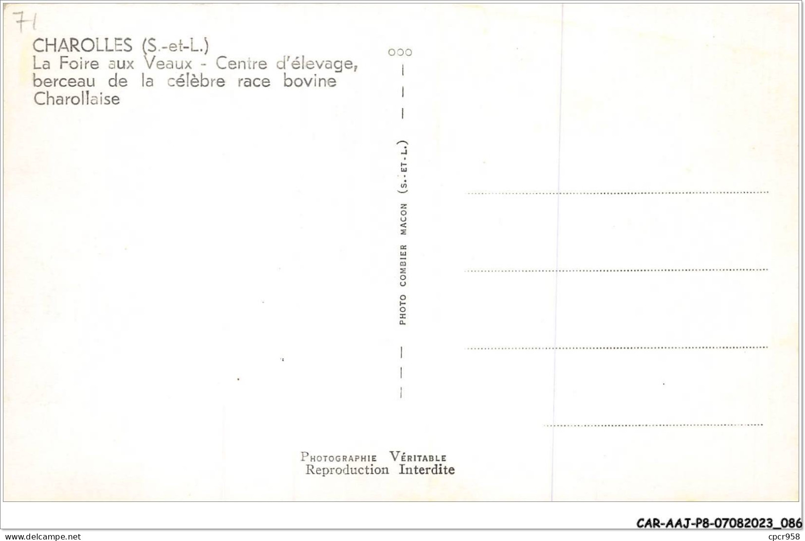 CAR-AAJP8-71-0717 - CHAROLLES - La Foire Aux Veaux - Centre D'élévage, Berceau De La Célèbre Race Bovine Charollaise - Charolles