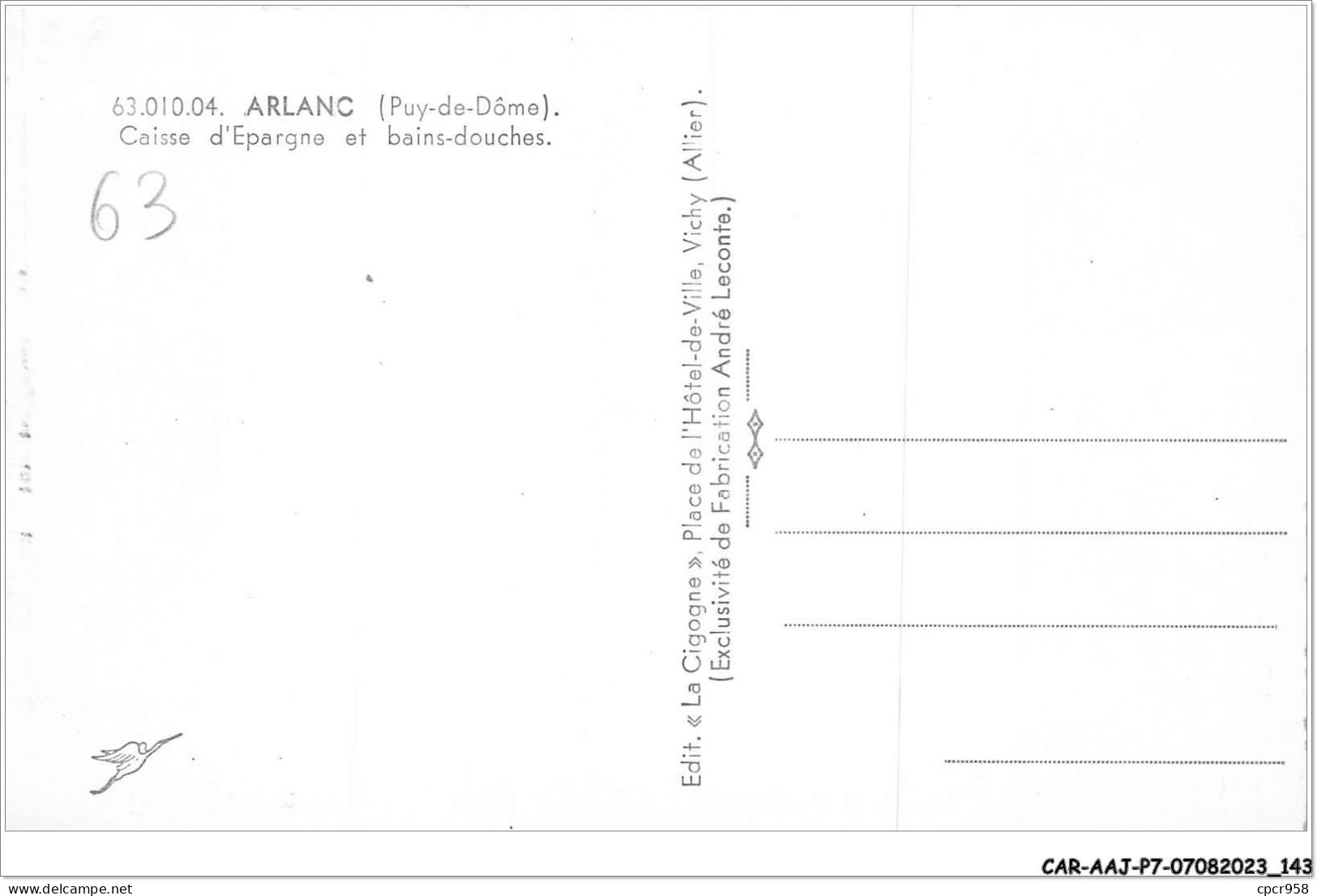 CAR-AAJP7-63-0642 - ARLANC - Caisse D'épargne Et Bains-douches - Other & Unclassified