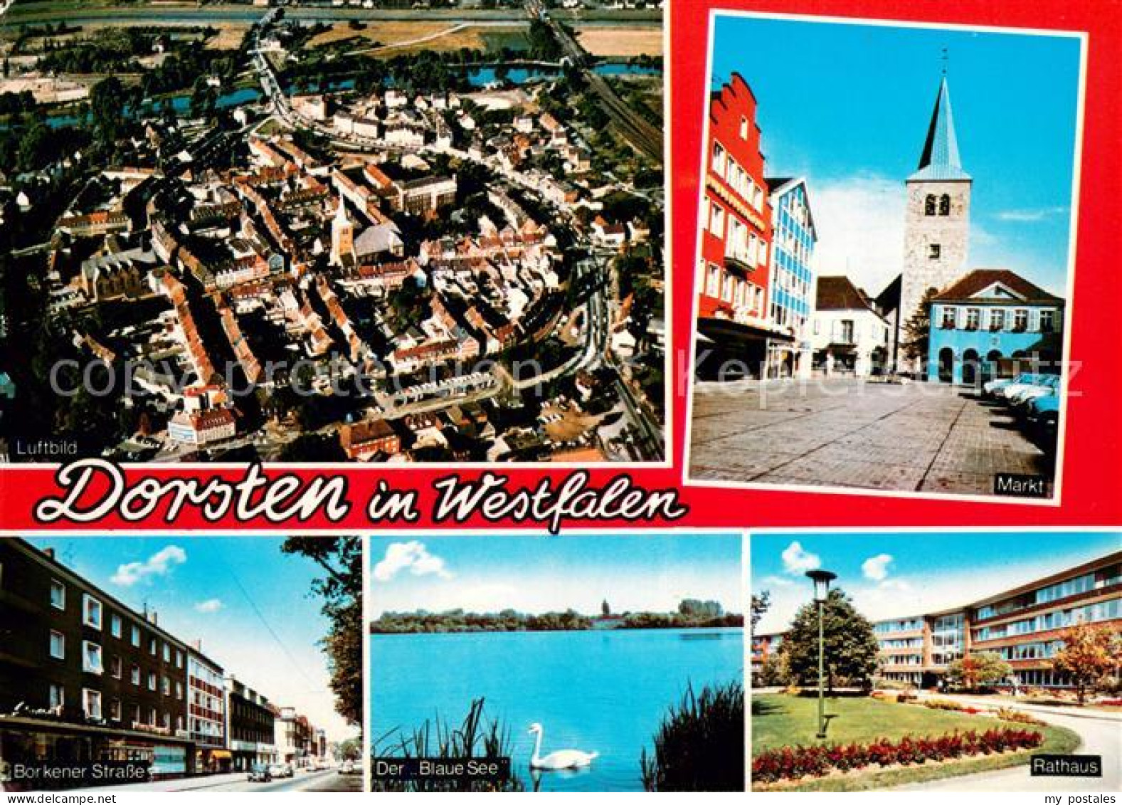 73673254 Dorsten Fliegeraufnahme Markt Kirche Borkener Strasse Blauer See Schwan - Dorsten