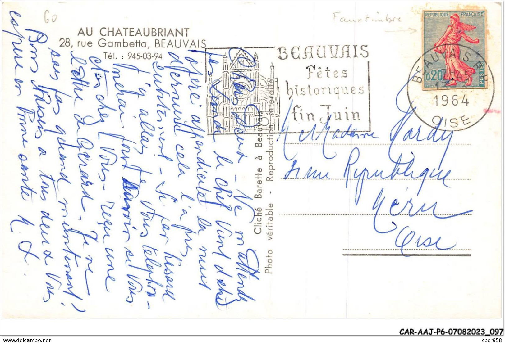 CAR-AAJP6-60-0516 - BEAUVAIS - Au Chateaubriant - Rue Gambetta - Multi-vues - Autres & Non Classés