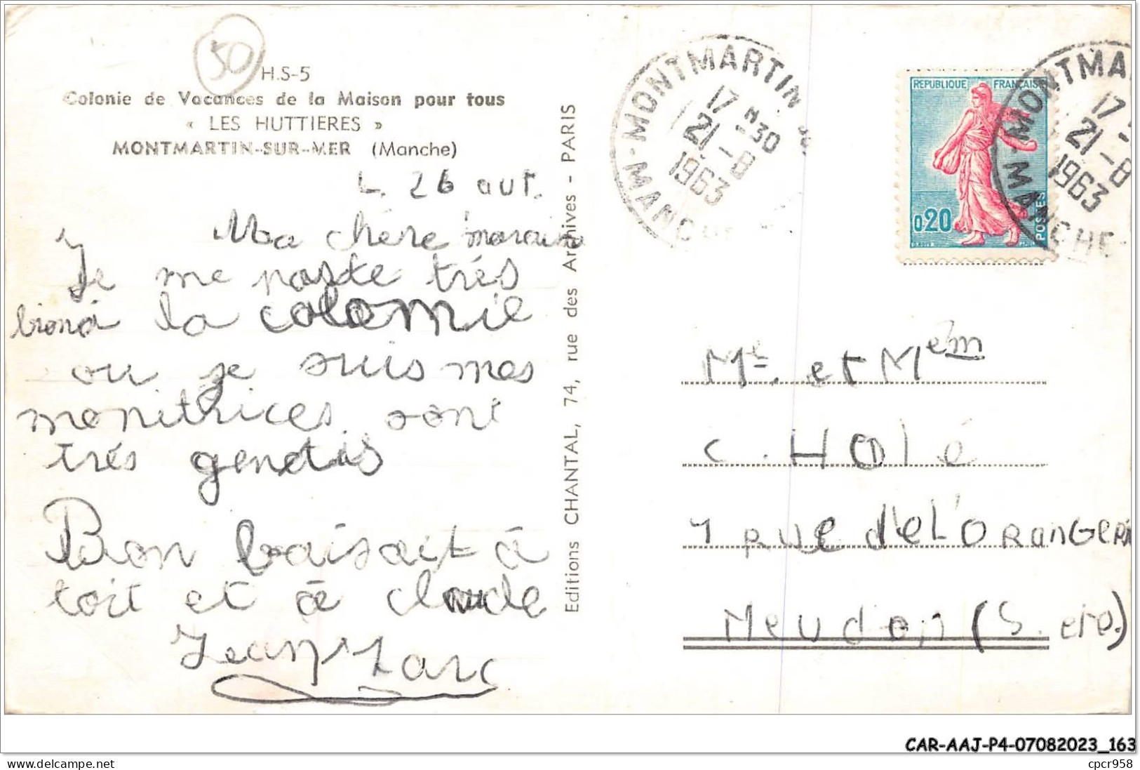 CAR-AAJP4-50-0361 - MONTMARTIN-SUR-MER - Colonie De Vacances De La Maison Pour Tous Les Huttières - Montmartin Sur Mer
