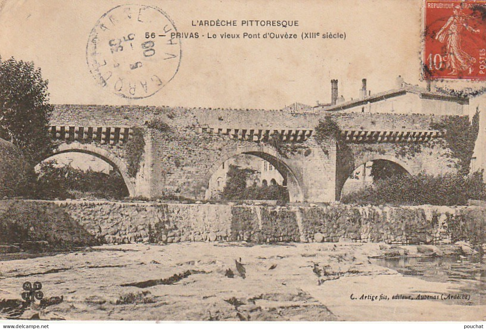 WA 14-(07) PRIVAS - LE VIEUX PONT D' OUVEZE - 2 SCANS - Privas