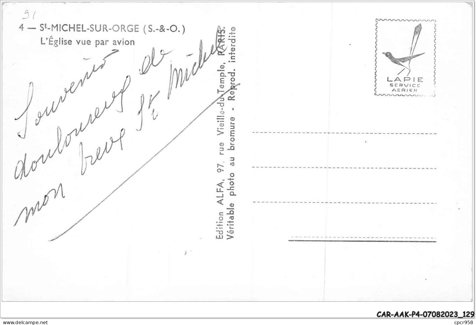 CAR-AAKP4-91-0413 - ST-MICHEL-SUR-ORGE - L'église Vue Par Avion - Saint Michel Sur Orge