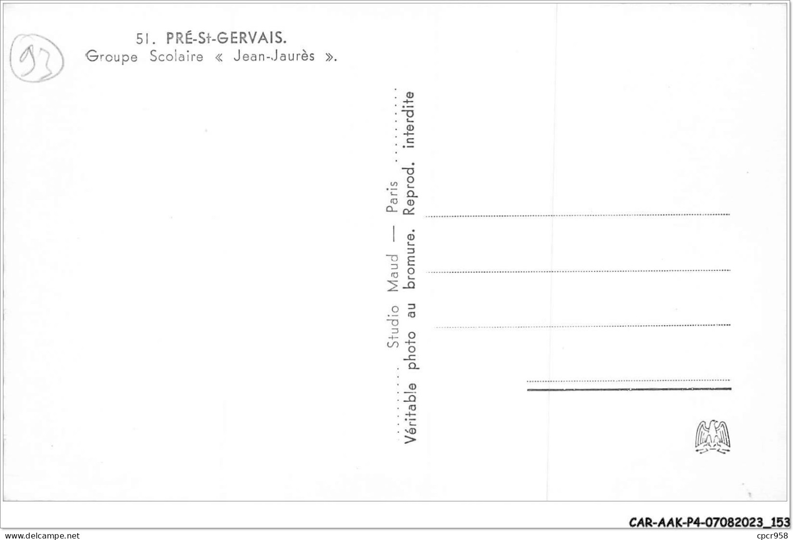 CAR-AAKP4-93-0425 - PRE-ST-GERVAIS - Groupe Scolaire Jean Jaurès - Other & Unclassified