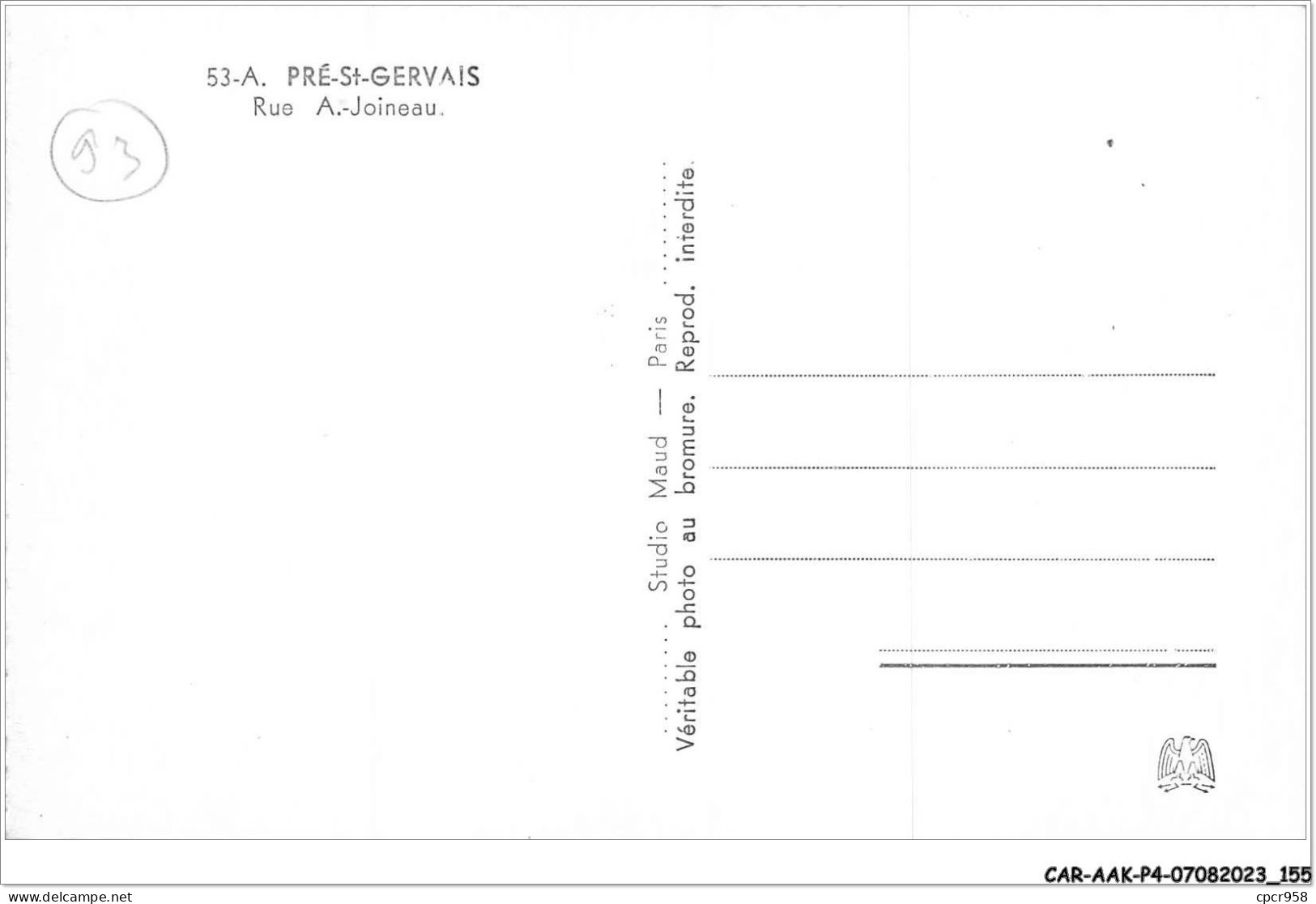 CAR-AAKP4-93-0426 - PRE-ST-GERVAIS - Rue A. Joineau - Commerces, Papeterie - Autres & Non Classés