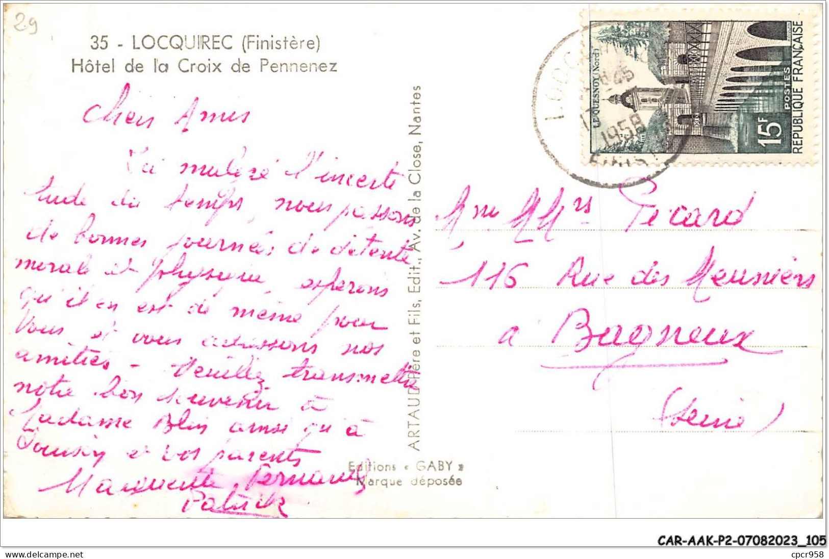 CAR-AAKP2-29-0196 - LOCQUIREC - Hôtel De La Croix De Pennenez - Locquirec