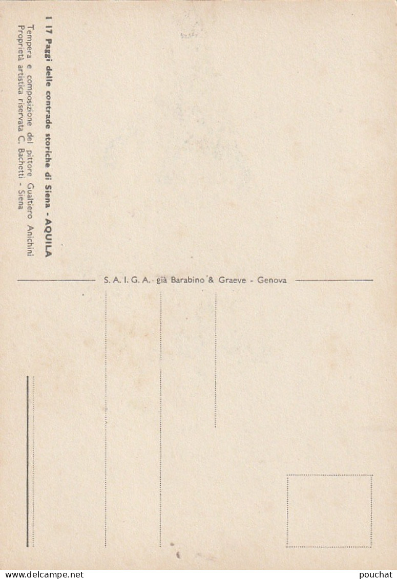 WA 15- CONTRADE STORICHE DI SIENA : AQUILA - PITTORE GUALTIERO ANICHINI - REPRESENTATION  QUARTIER HISTORIQUE : AQUILA - Siena