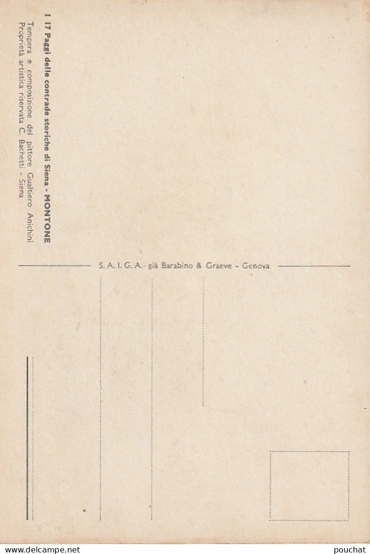WA 15- CONTRADE STORICHE DI SIENA : MONTONE - PITTORE GUALTIERO ANICHINI - REPRESENTATION  QUARTIER HISTORIQUE : MONTONE - Siena