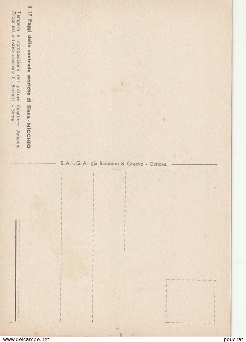 WA 15- CONTRADE STORICHE DI SIENA : NICCHIO - PITTORE GUALTIERO ANICHINI - REPRESENTATION  QUARTIER HISTORIQUE : NICCHIO - Siena