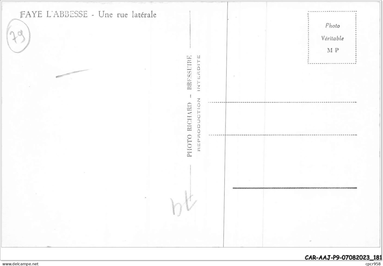 CAR-AAJP9-79-0875 - FAYE-L'ABBESSE - Une Rue Latérale - Sonstige & Ohne Zuordnung