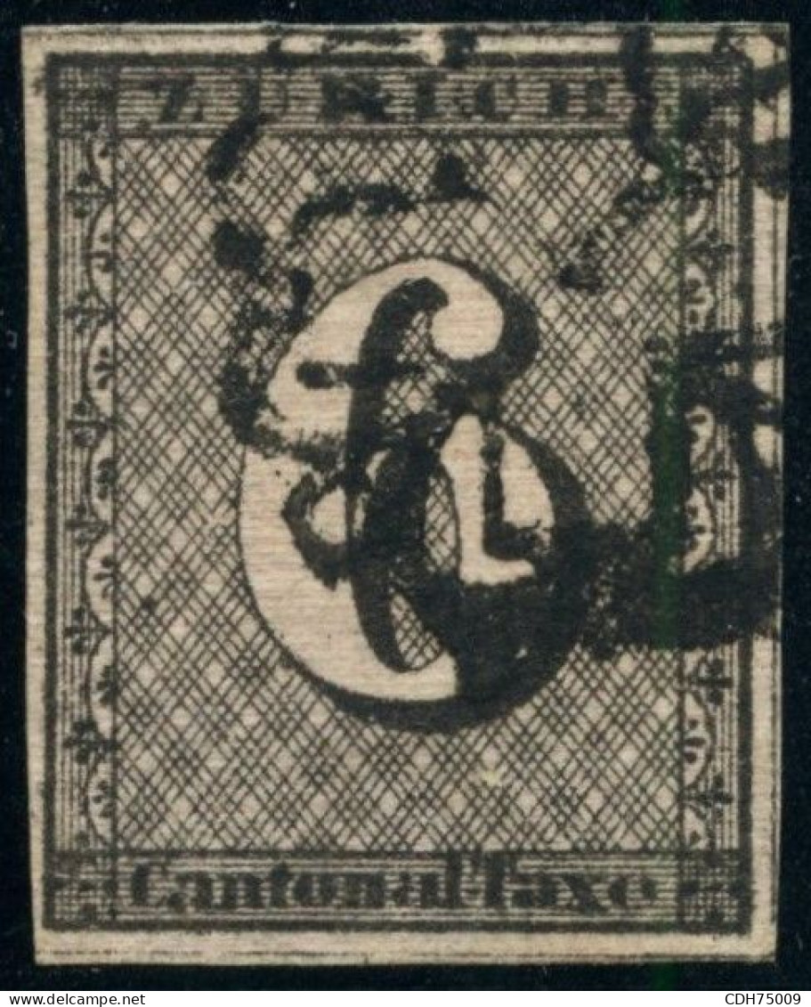 SUISSE - SBK 2W ZURICH 6 RAPPEN LIGNES HORIZONTALES - OBLITERE - SIGNE DIENA - CERTIFICAT SCHELLER - 1843-1852 Timbres Cantonaux Et  Fédéraux
