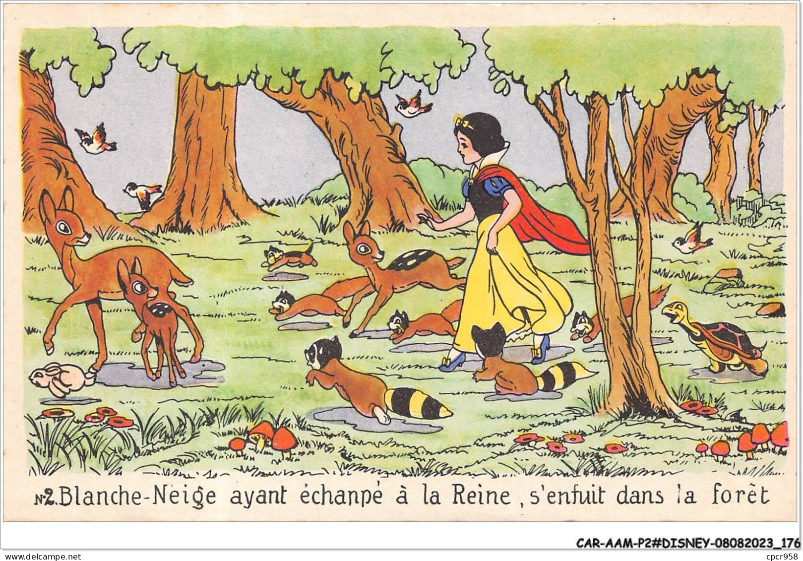 CAR-AAMP2-DISNEY-0190 - Blanche-Neige Ayant Achappé A La Reine S'enfuit Dans La Foret - N°2 - Disneyland