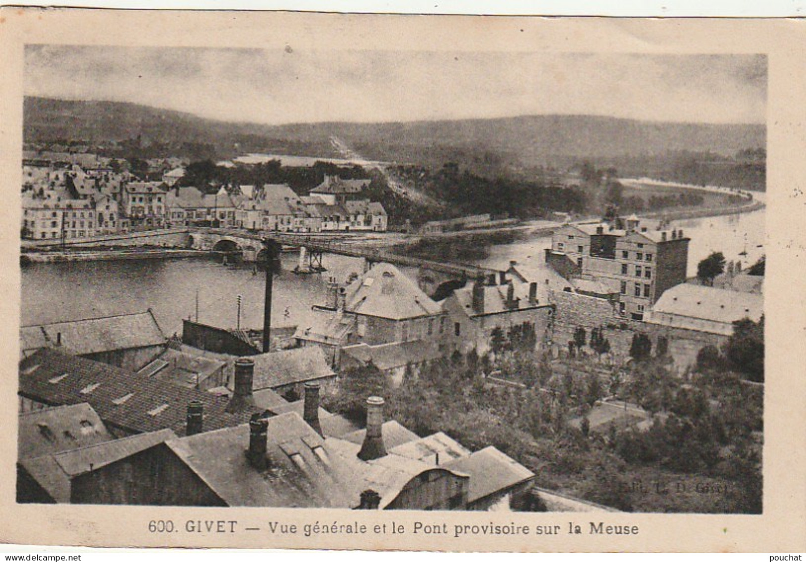 WA 18-(08) GIVET - VUE GENERALE ET LE PONT PROVISOIRE SUR LA MEUSE  - 2 SCANS - Givet