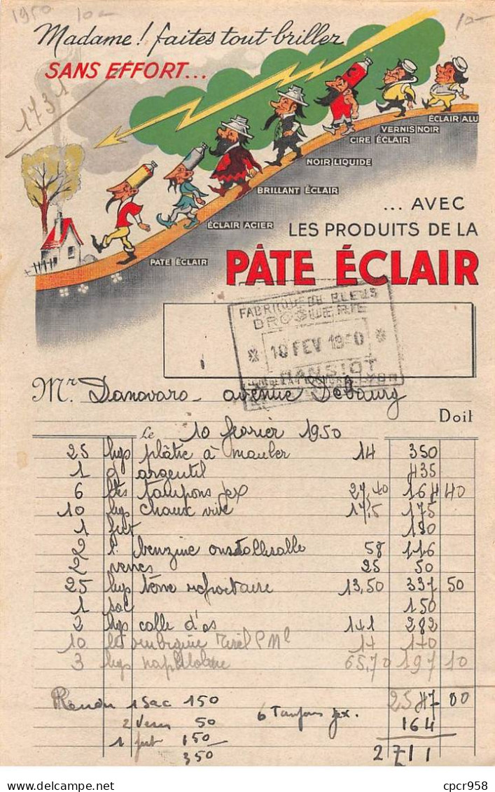 Facture.AM20492.Lyon.1950.Paté Eclair.Produit Ménager - 1950 - ...