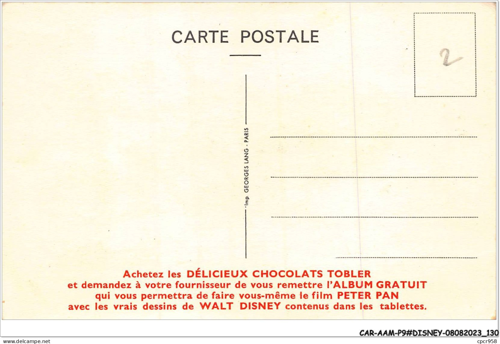 CAR-AAMP9-DISNEY-0780 - Panchito - Publicite Chocolat Tobler  - Disneyland