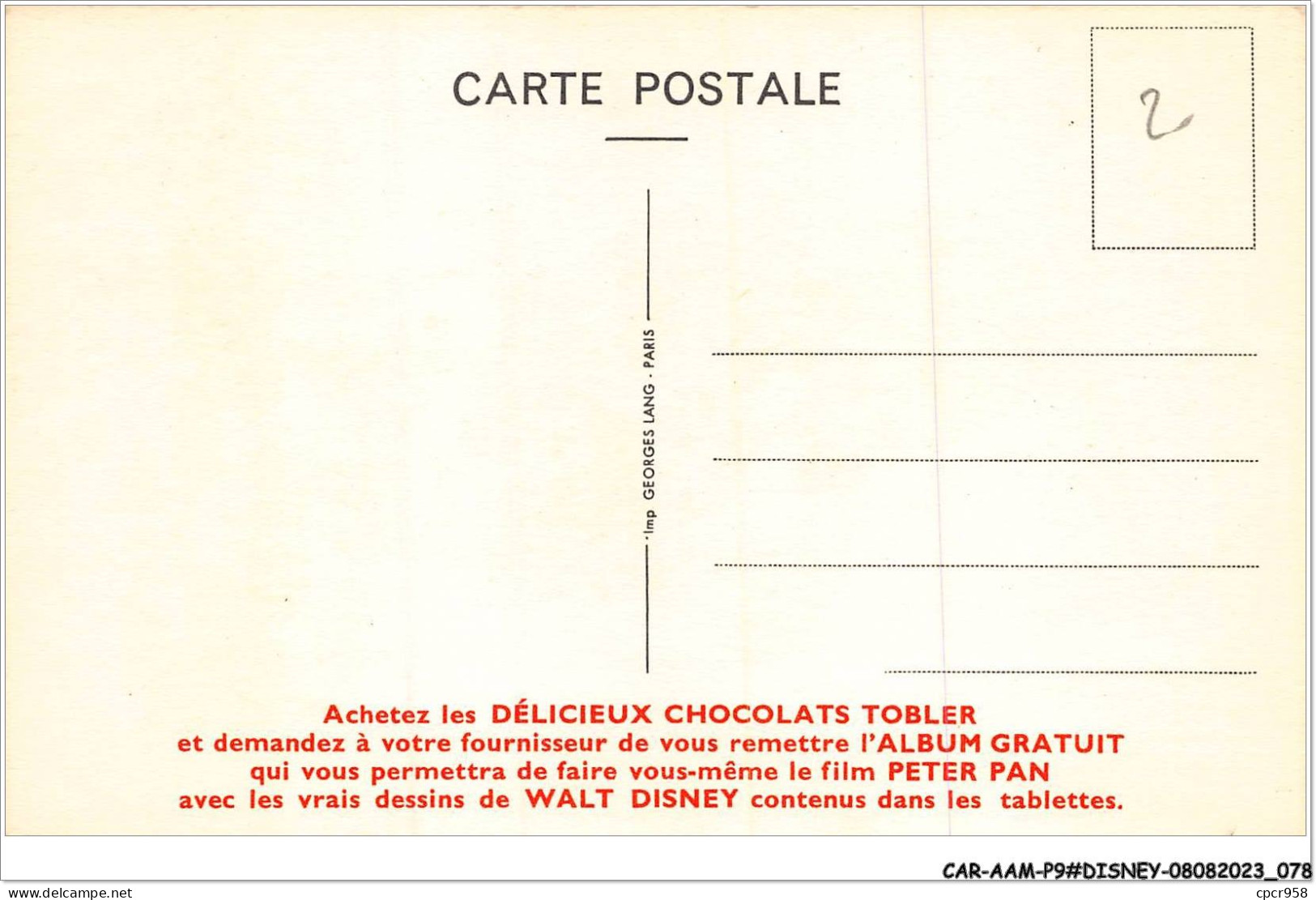 CAR-AAMP9-DISNEY-0754 - Panchito - Publicite Chocolat Tobler  - Disneyland