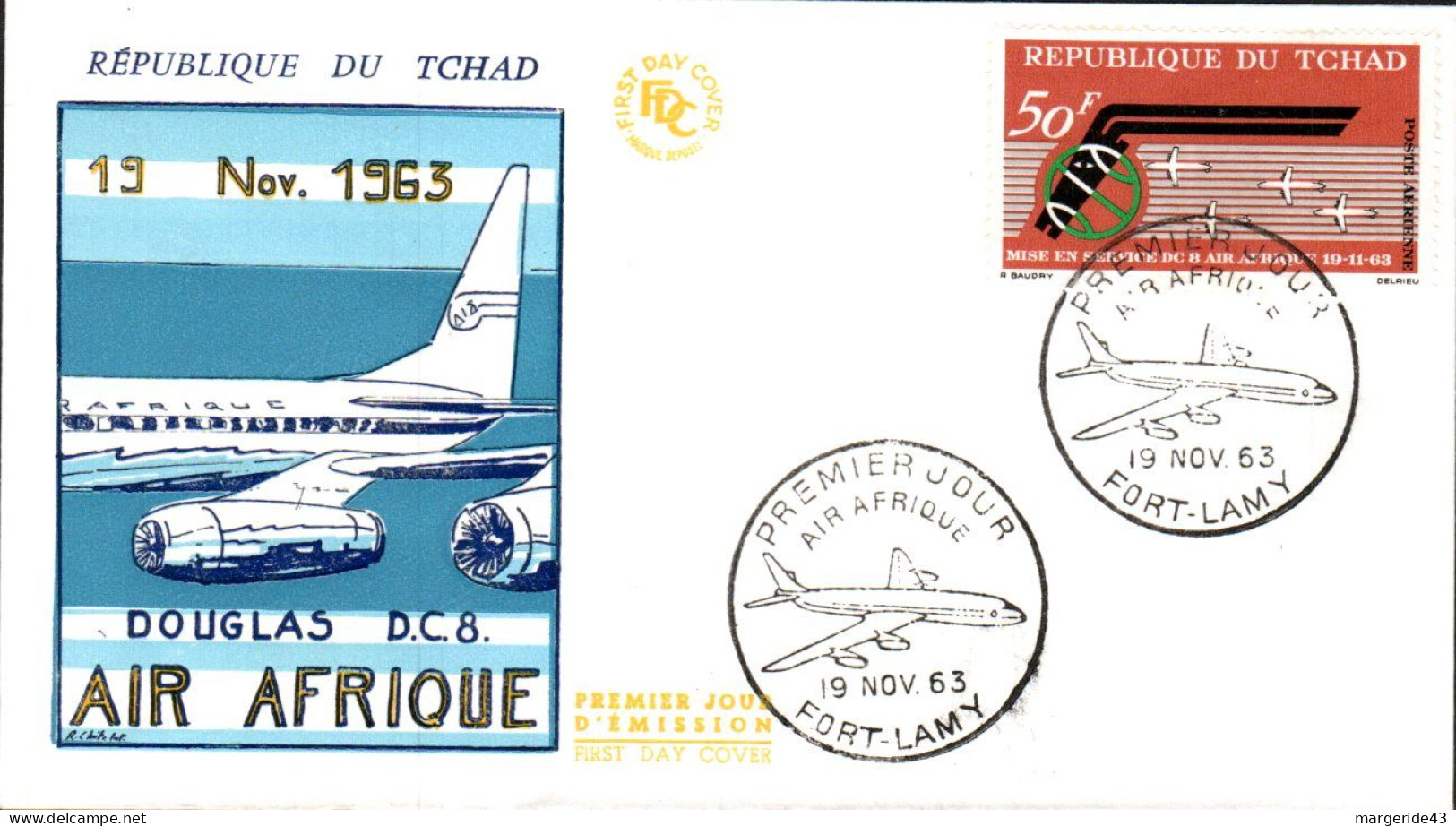 TCHAD FDC 1963 DC 8 D'AIR AFRIQUE - Chad (1960-...)