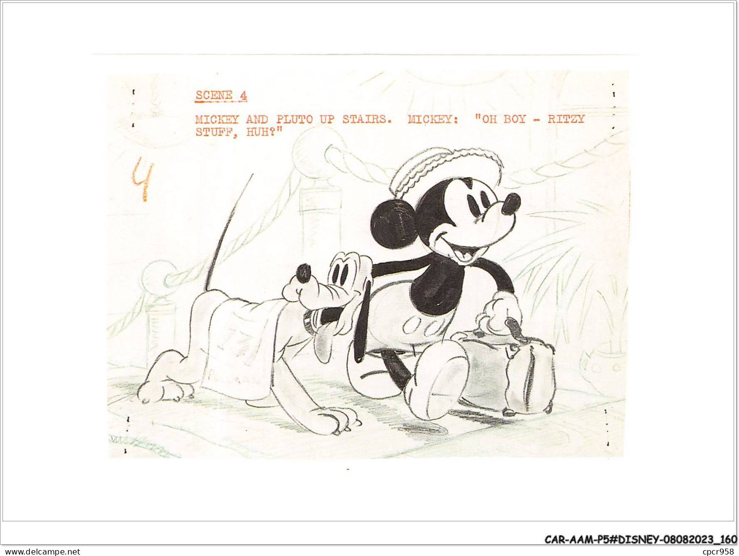 CAR-AAMP5-DISNEY-0488 - Mickey - Original Story Sketch Of Mickey Mouse And Pluto - Society Dog Show - Disneyland
