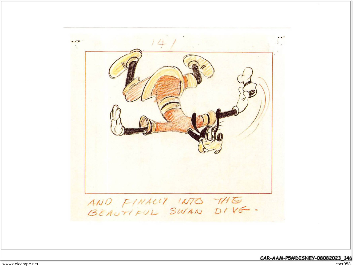 CAR-AAMP5-DISNEY-0481 - Dingo - Original Story Sketch Of Goofy - How To Swim - Disneyland
