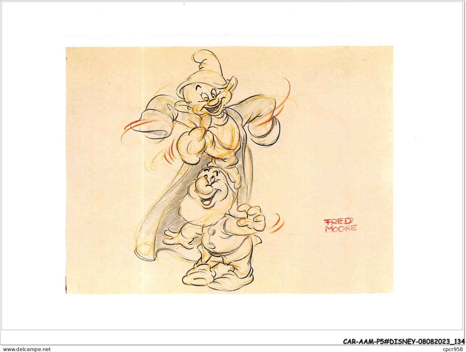 CAR-AAMP5-DISNEY-0475 - Blanche-Neige - Original Story Sketch Of Dopey And Sneezy - Snow White And The Seven Dwarfs - Disneyland