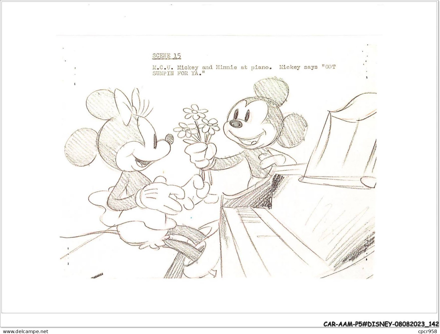 CAR-AAMP5-DISNEY-0479 - Mickey - Original Story Sketch Of Minnie And Mickey Mouse - Mickey's Surprise Party - Disneyland