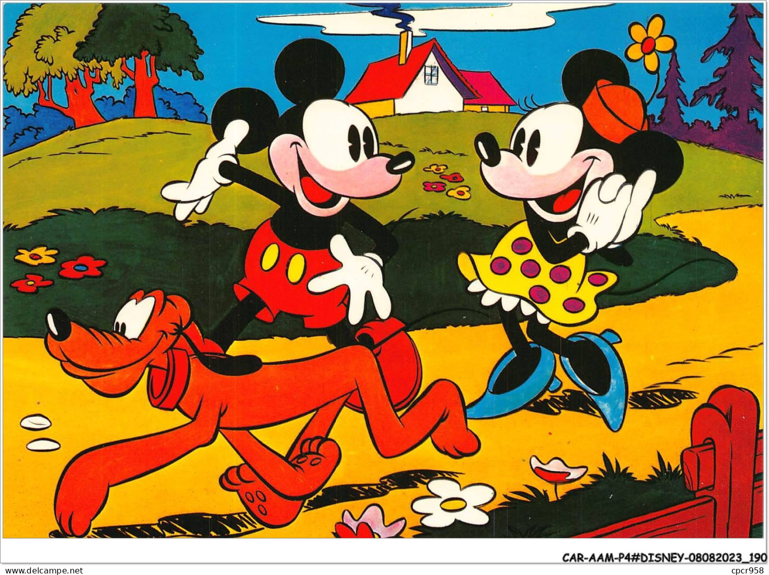 CAR-AAMP4-DISNEY-0387 - Mickey, Minnie En Prommenade Avec Pluto - N°8 - Disneyland