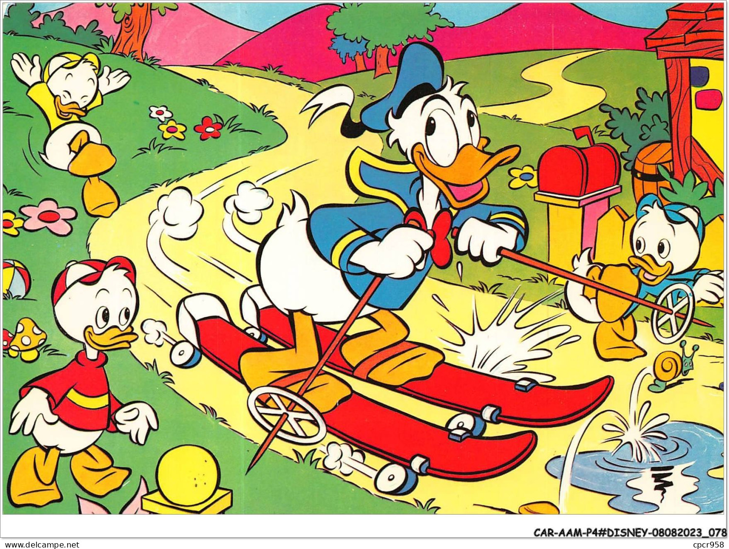 CAR-AAMP4-DISNEY-0331 - Donald Sur Des Skis A Roulettes Avec Ses Neveux - WD N°6 - Disneyland