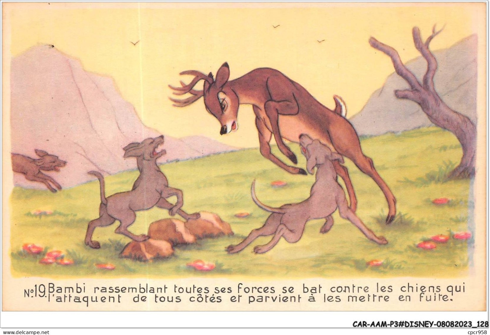 CAR-AAMP3-DISNEY-0274 - Bambi Rassemble Toutes Ses Forces Se Bat Contre Les Chiens Qui L'attaquent De Tous Côtés -N°19 - Disneyland