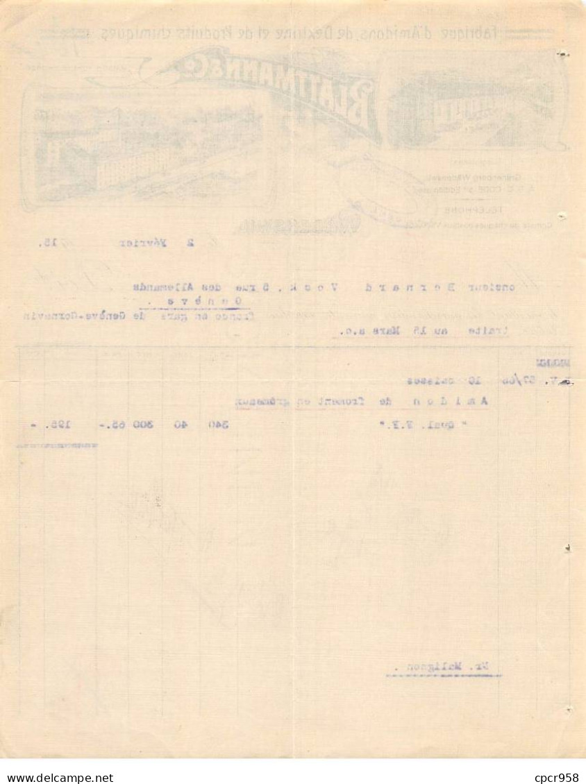 Facture.AM20806.Suisse.Wadenswil.1915.Blattmann & Cie.Amidon.Dextrine.Produits Chimiques - Svizzera