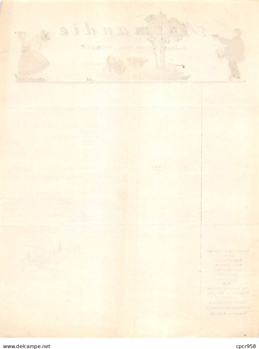 Facture.AM20641.Monaco.1951.Normandie.Beurre.Oeuf.Fromage.Salaison.Fruit.Primeur.Lait.Conserve - 1950 - ...