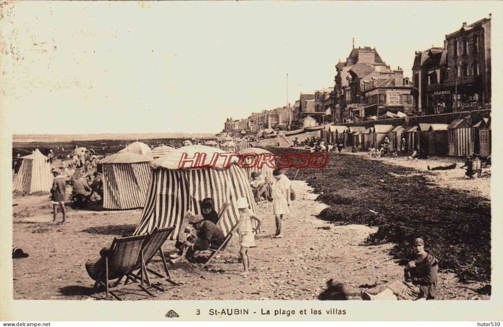 CPA SAINT AUBIN SUR MER - CALVADOS - LA PLAGE ET LES VILLAS - Saint Aubin