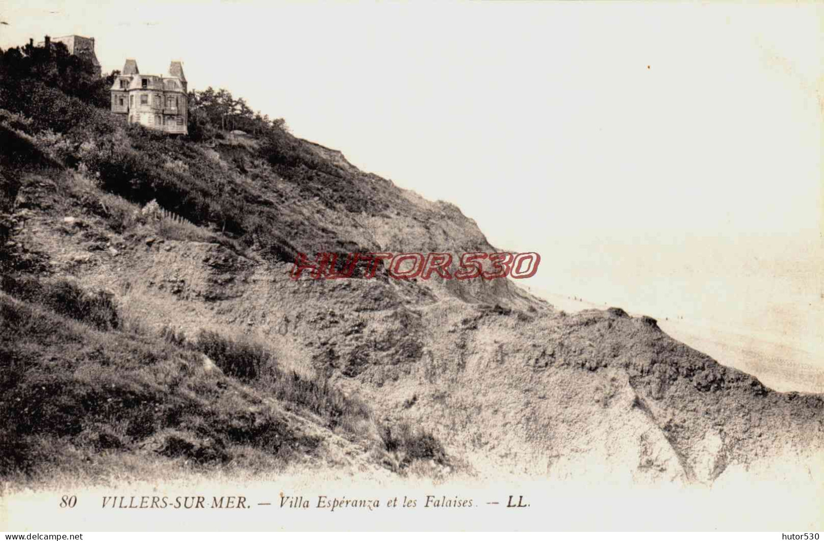 CPA VILLERS SUR MER - CALVADOS - VILLA ESPERANZA ET LES FALAISES - Villers Sur Mer