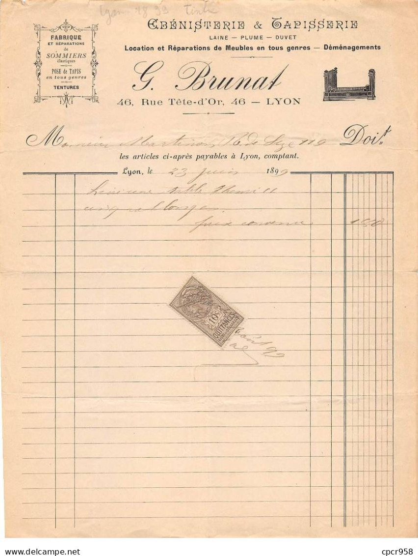 Facture.AM24245.Lyon.1899.G Brunat.Ebenisterie.Tapisserie - 1800 – 1899