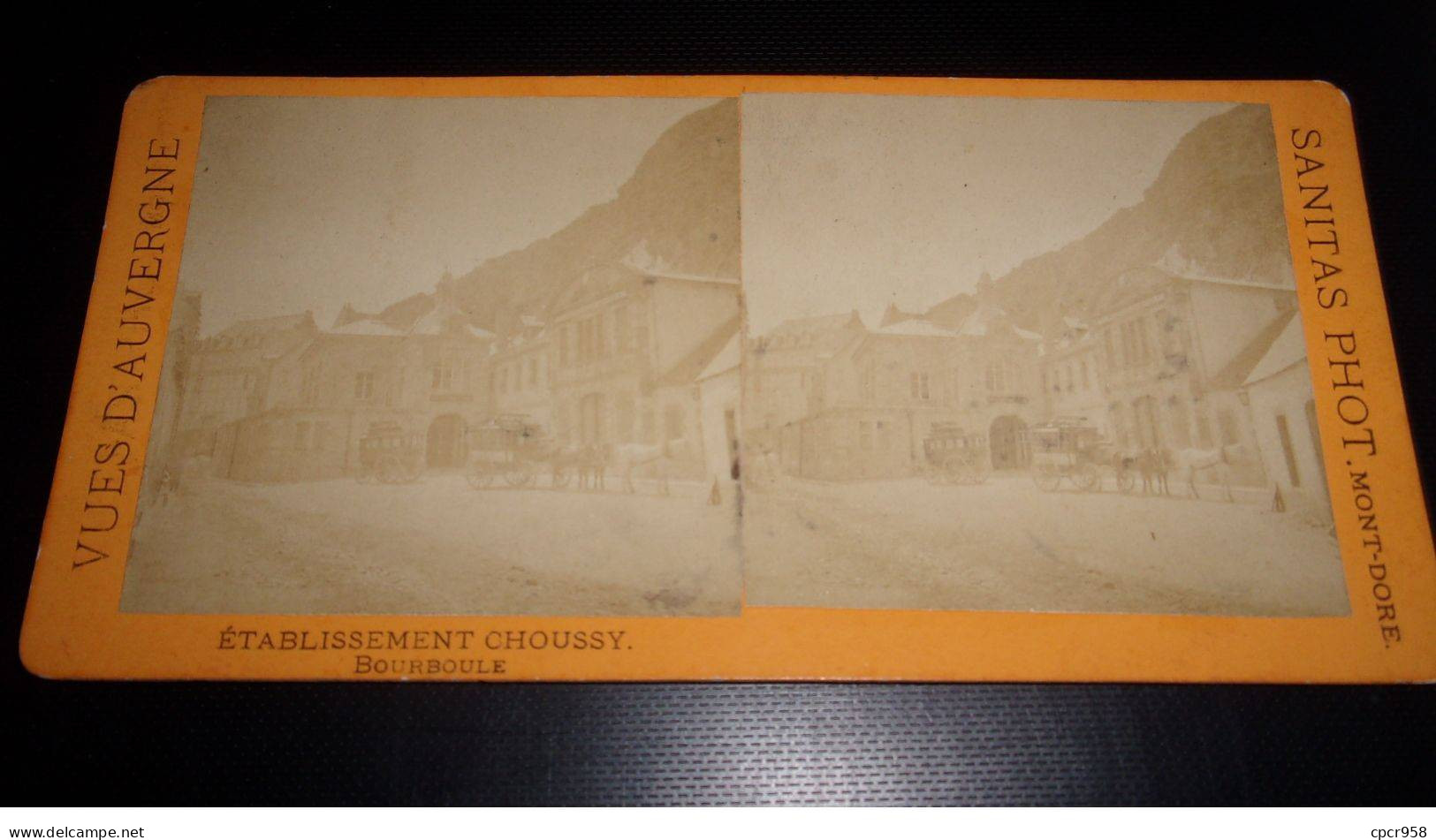 Photographie Sur Carton  . 2moi10439.1900 Environs.la Bourboule Etablissement Choussy.18 X 09 Cm. - Stereoscopic