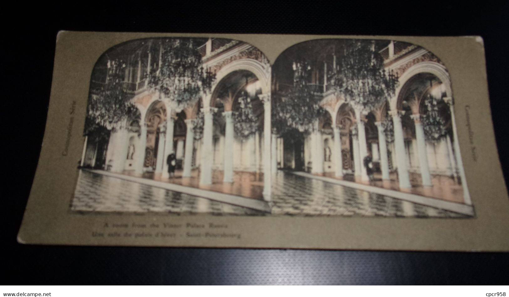 Photographie Sur Carton  . 2moi10421.1900 Environs.russie St Petersbourg Salle Du Palais D Hiver.18 X 09 Cm. - Stereoscopic