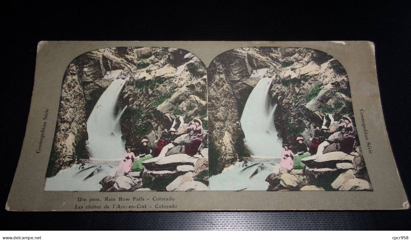 Photographie Sur Carton  . 2moi10419.1900 Environs.les Chutes De L Arc En Ciels.colorado.18 X 09 Cm. - Stereoscopic