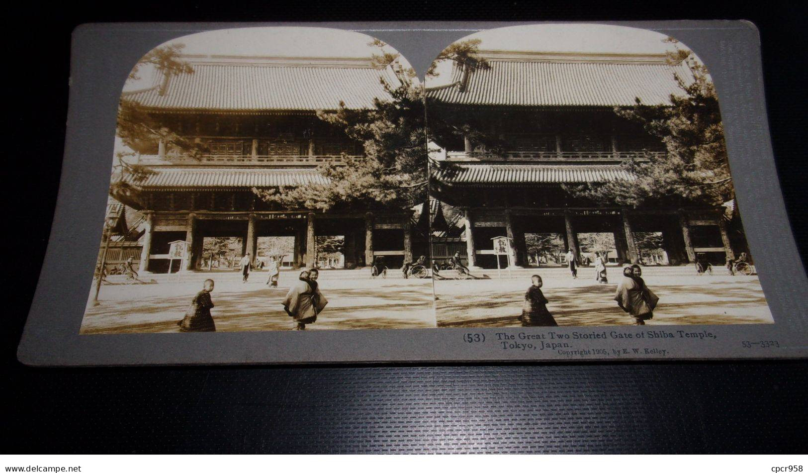 Photographie Sur Carton  . 2moi10424.1900 Environs.japon Tokyo.shiba Temple.18 X 09 Cm. - Stereoscoop