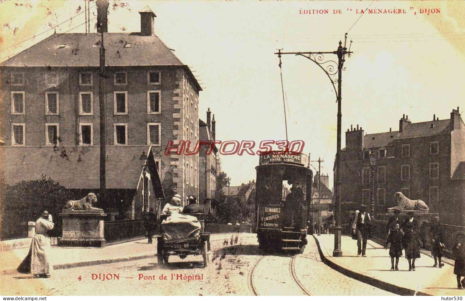 CPA DIJON - COTE D'OR - PONT DE L'HOPITAL -  AUTOMOBILE ET TRAMWAY - Dijon