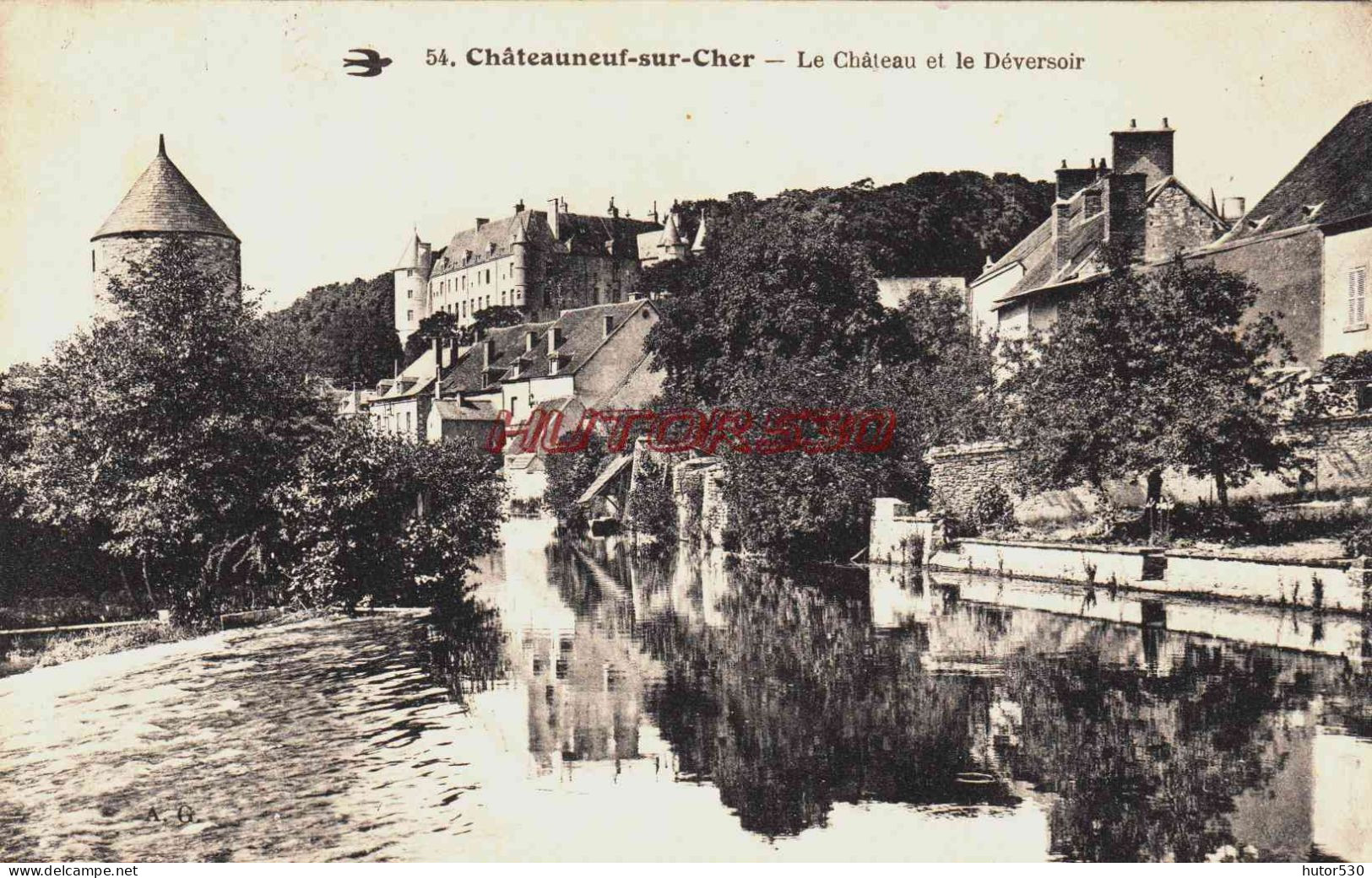 CPA CHATEAUNEUF SUR CHER - CHER - LE CHATEAU ET LE DEVERSOIR - Chateauneuf Sur Cher