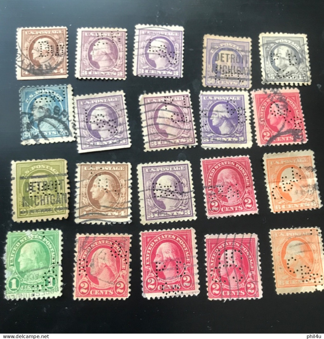 US 35+ Lot Used Old Stamps Perfin With Few Stamps Faults See Scan - Perforés