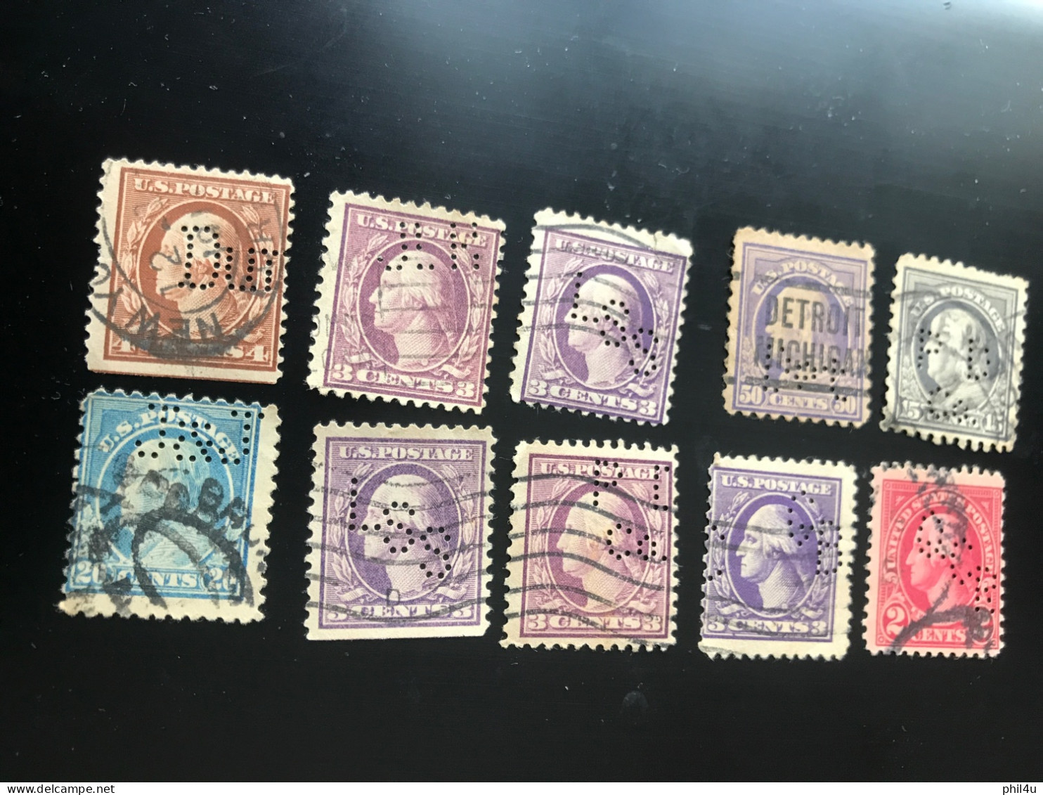 US 35+ Lot Used Old Stamps Perfin With Few Stamps Faults See Scan - Perfin