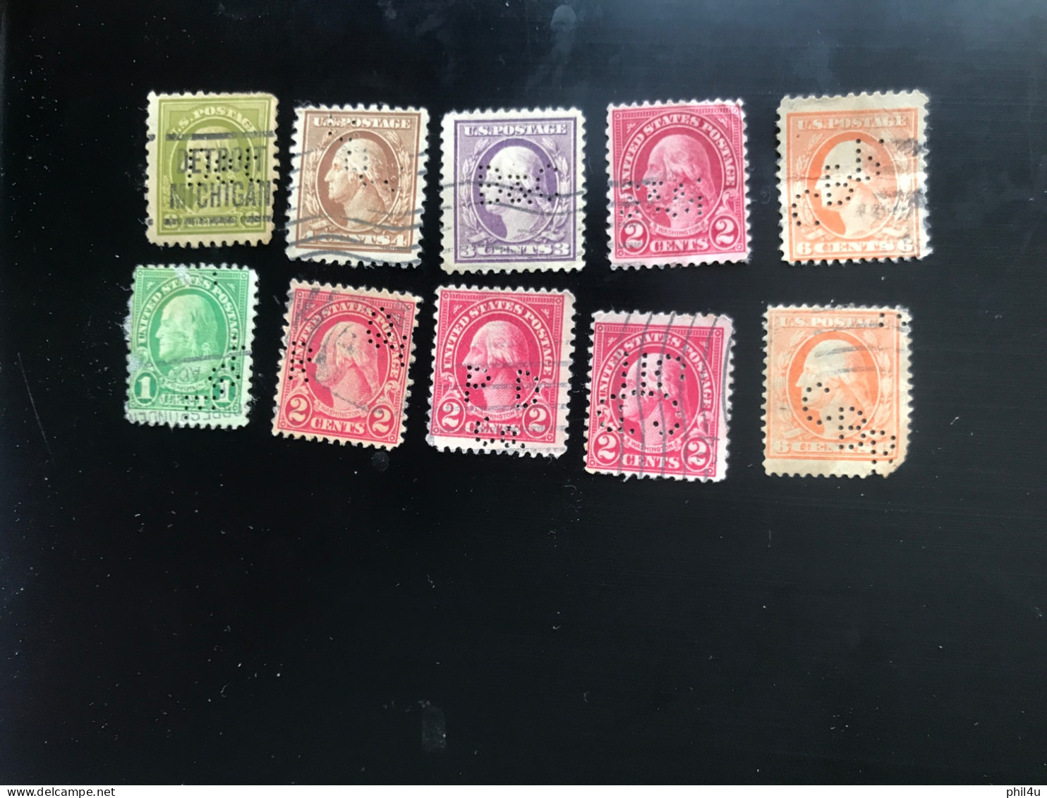 US 35+ Lot Used Old Stamps Perfin With Few Stamps Faults See Scan - Perforados