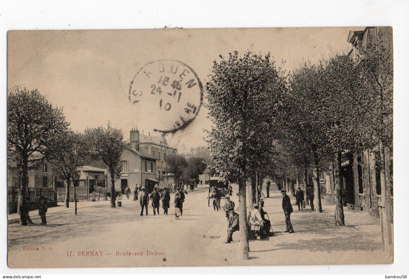 BERNAY * EURE * BOULEVARD DUBUS * Carte N° 17 * édit. N. G. * Animation - Bernay