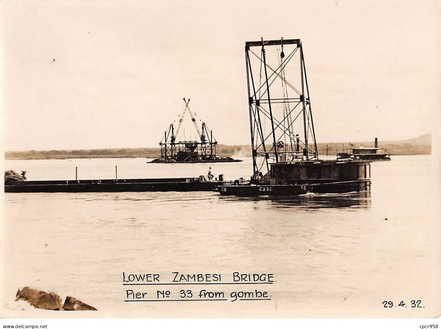 Photographie . Moi10156 . Mozambique.lower Zanbezi Bridge.1932  .14 X 11 Cm. - Places