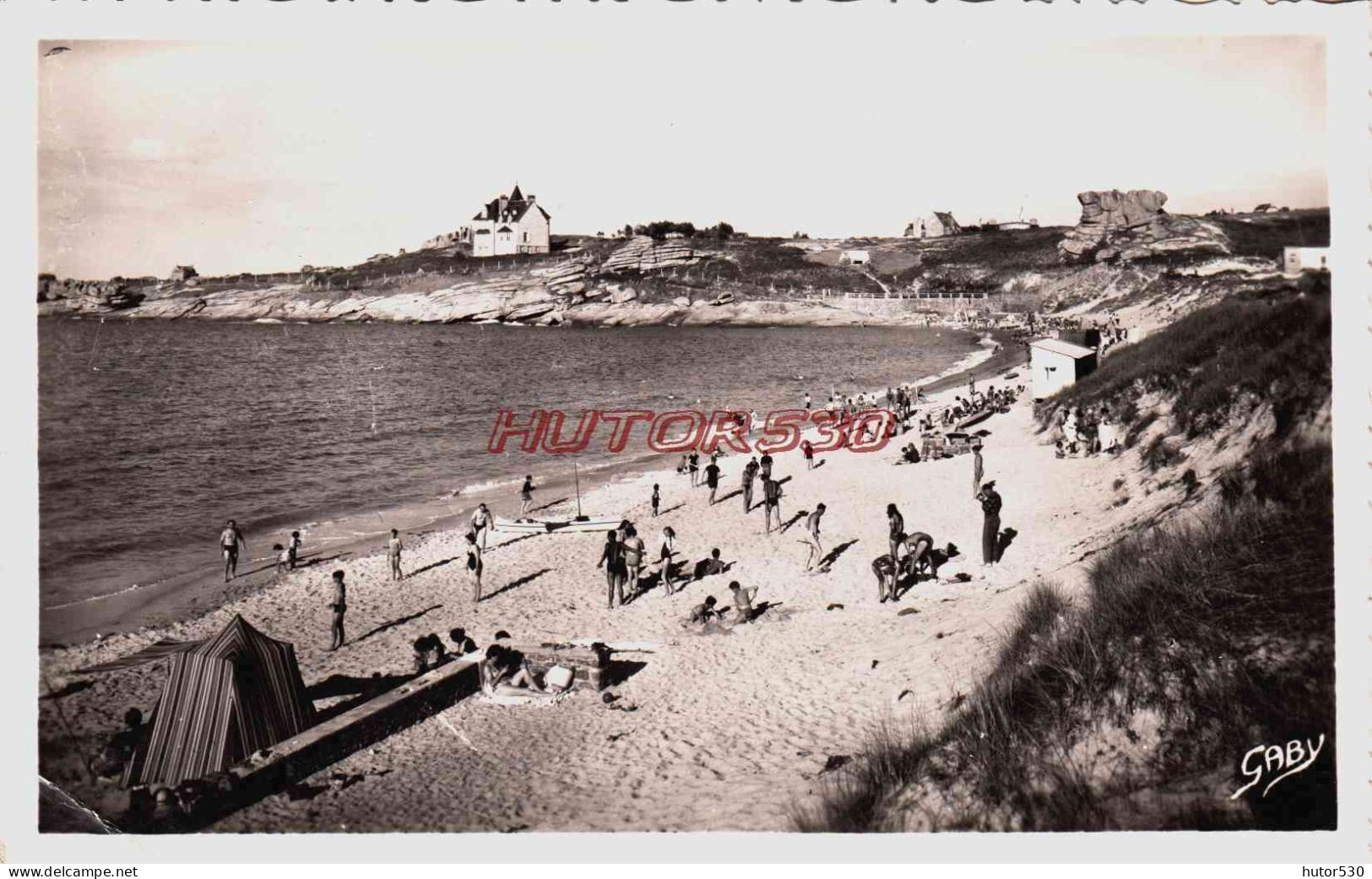 CPSM TREGASTEL - COTES D'ARMOR - PLAGE DE LA GREVE BLANCHE - Trégastel