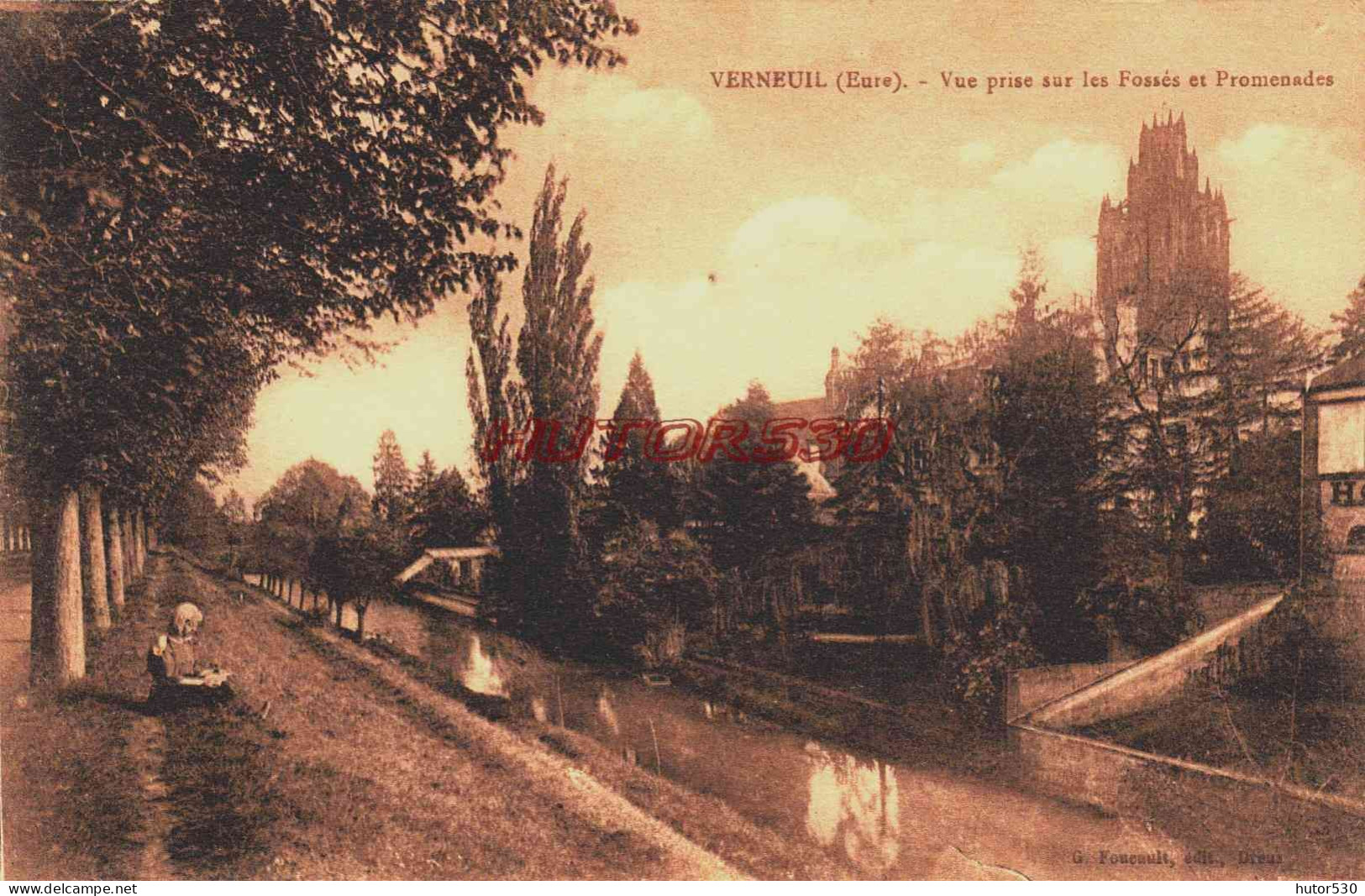 CPA VERNEUIL - EURE - VUE SUR LES FOSSES - Verneuil-sur-Avre