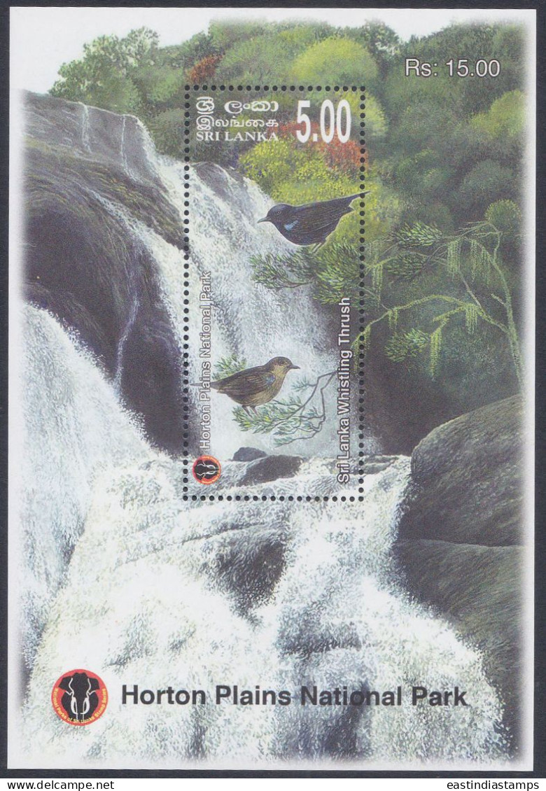 Sri Lanka 2010 MNH MS Horton Plains National Park, Whistling Thrush, Bird, Birds, Miniature Sheet - Sri Lanka (Ceylon) (1948-...)