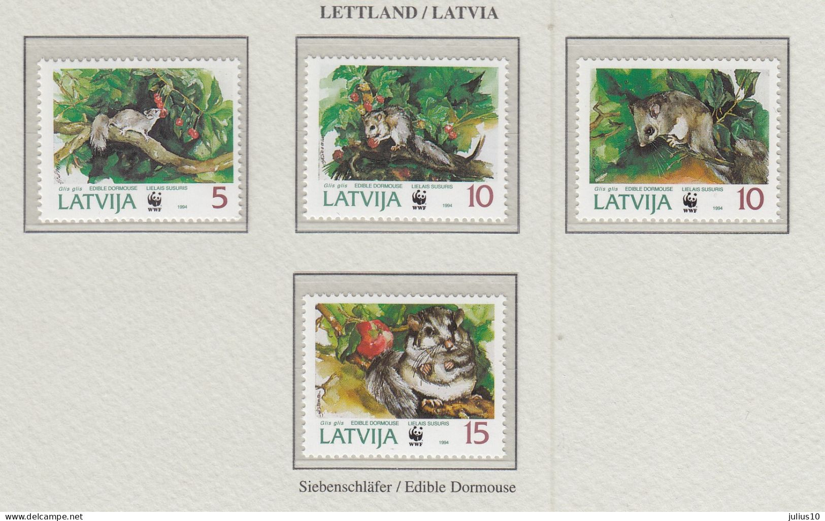 LATVIA 1994 WWF Dormouse Mi 378-381 MNH(**) Fauna 520 - Otros & Sin Clasificación