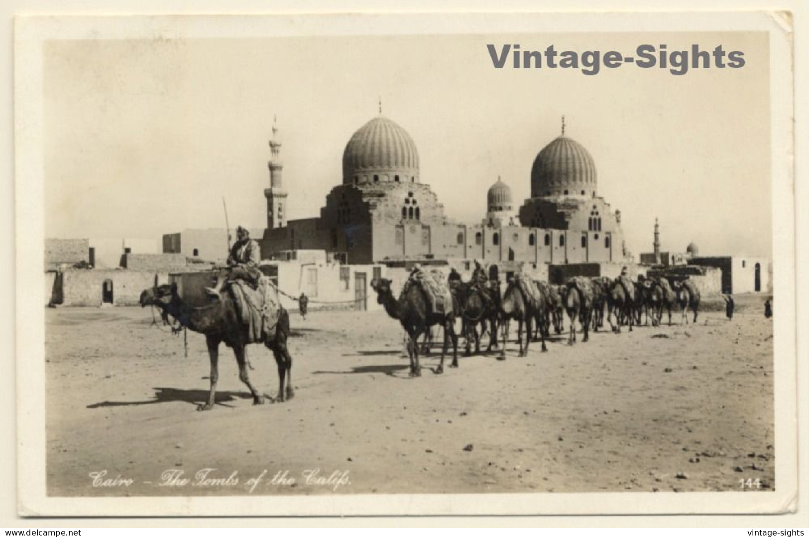 Lehnert & Landrock N°144: Cairo - Tombs Of The Califs / Camels (Vintage RPPC 1910s/1920s) - Andere & Zonder Classificatie