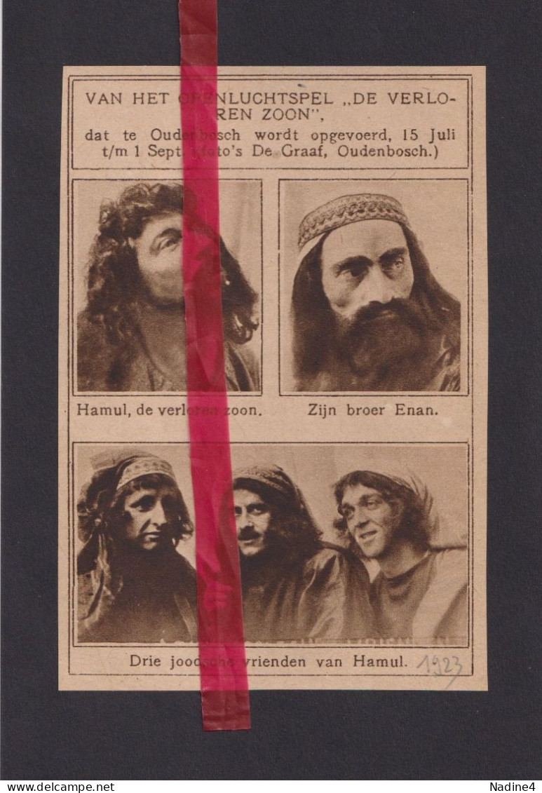 Oudenbosch - Acteurs Openluchtspel De Verloren Zoon - Orig. Knipsel Coupure Tijdschrift Magazine - 1923 - Ohne Zuordnung